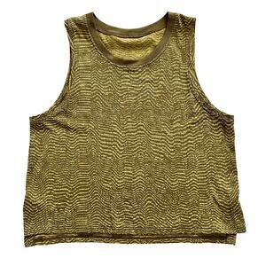 Lululemon Train to Be Tank Top Ripple Wave Gold Sweat Wicking Gym Yoga